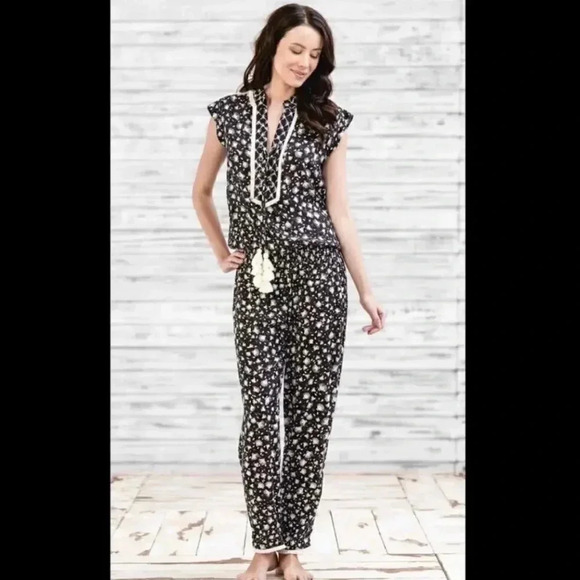 POUPETTE ST BARTH Black And White Donna Long Jumpsuit - Picture 6 of 9